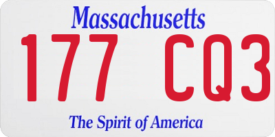 MA license plate 177CQ3