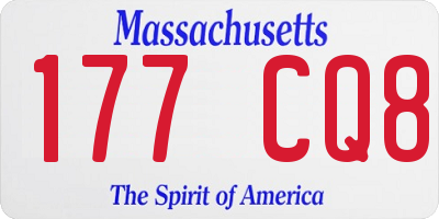MA license plate 177CQ8