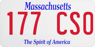 MA license plate 177CS0