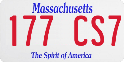 MA license plate 177CS7