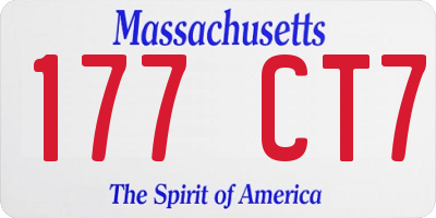 MA license plate 177CT7