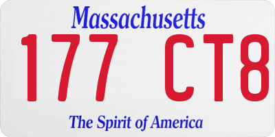 MA license plate 177CT8