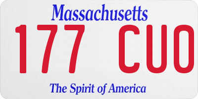 MA license plate 177CU0