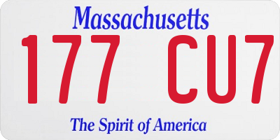 MA license plate 177CU7