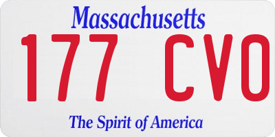 MA license plate 177CV0