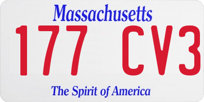 MA license plate 177CV3