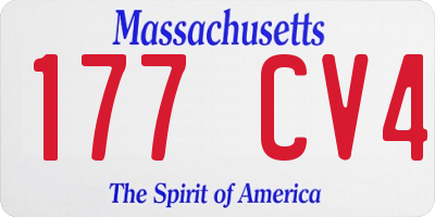 MA license plate 177CV4