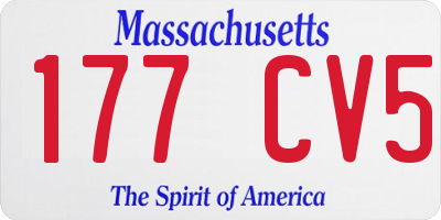 MA license plate 177CV5