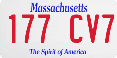 MA license plate 177CV7