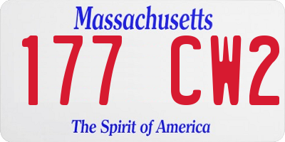 MA license plate 177CW2