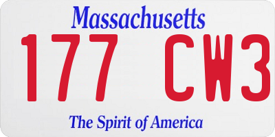 MA license plate 177CW3