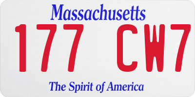 MA license plate 177CW7