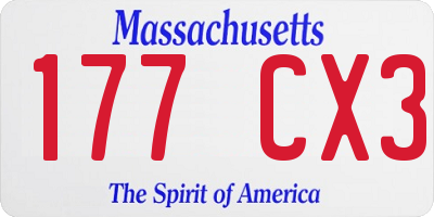 MA license plate 177CX3