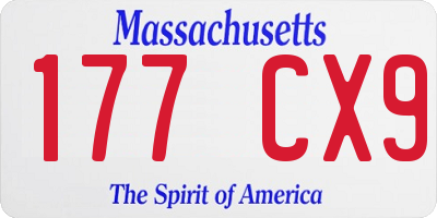 MA license plate 177CX9