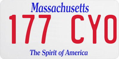 MA license plate 177CY0