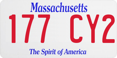 MA license plate 177CY2