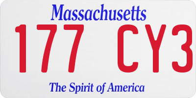 MA license plate 177CY3