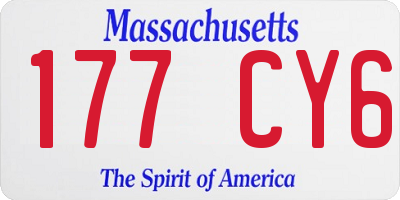MA license plate 177CY6