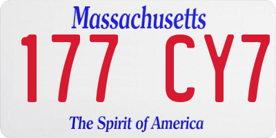 MA license plate 177CY7