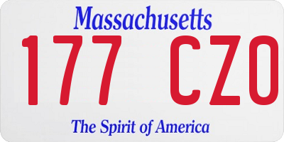 MA license plate 177CZ0