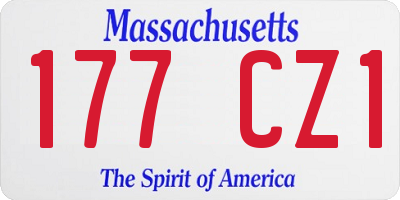 MA license plate 177CZ1