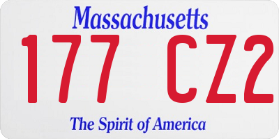MA license plate 177CZ2
