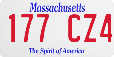 MA license plate 177CZ4