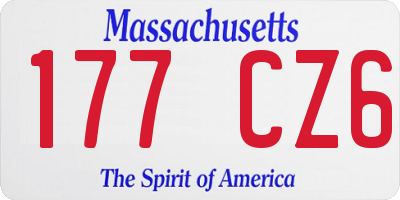 MA license plate 177CZ6