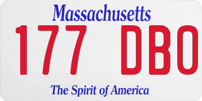 MA license plate 177DB0