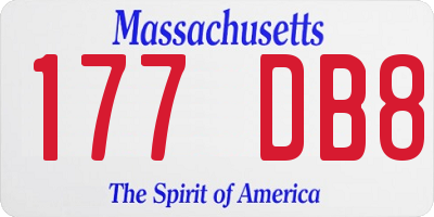 MA license plate 177DB8