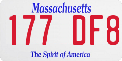 MA license plate 177DF8