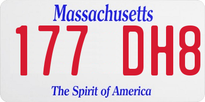MA license plate 177DH8