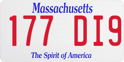 MA license plate 177DI9
