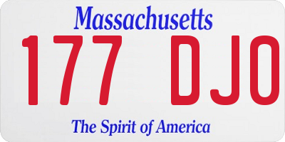 MA license plate 177DJ0