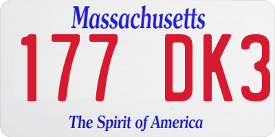 MA license plate 177DK3