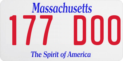 MA license plate 177DO0