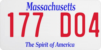 MA license plate 177DO4