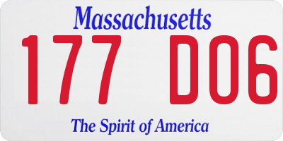 MA license plate 177DO6