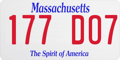 MA license plate 177DO7