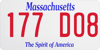 MA license plate 177DO8