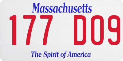 MA license plate 177DO9