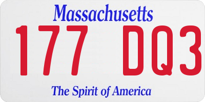 MA license plate 177DQ3