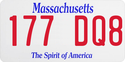 MA license plate 177DQ8