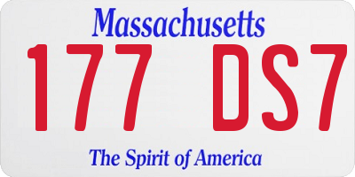 MA license plate 177DS7