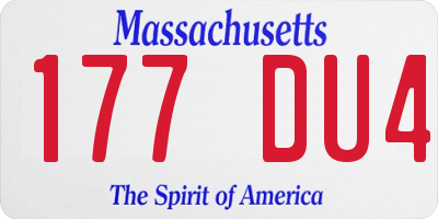 MA license plate 177DU4