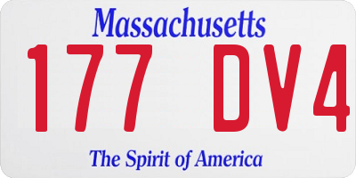 MA license plate 177DV4