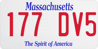 MA license plate 177DV5