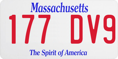 MA license plate 177DV9