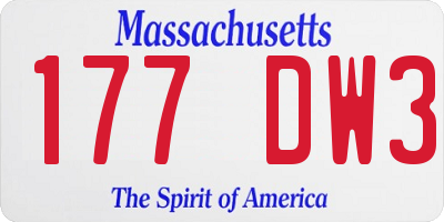 MA license plate 177DW3