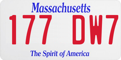 MA license plate 177DW7